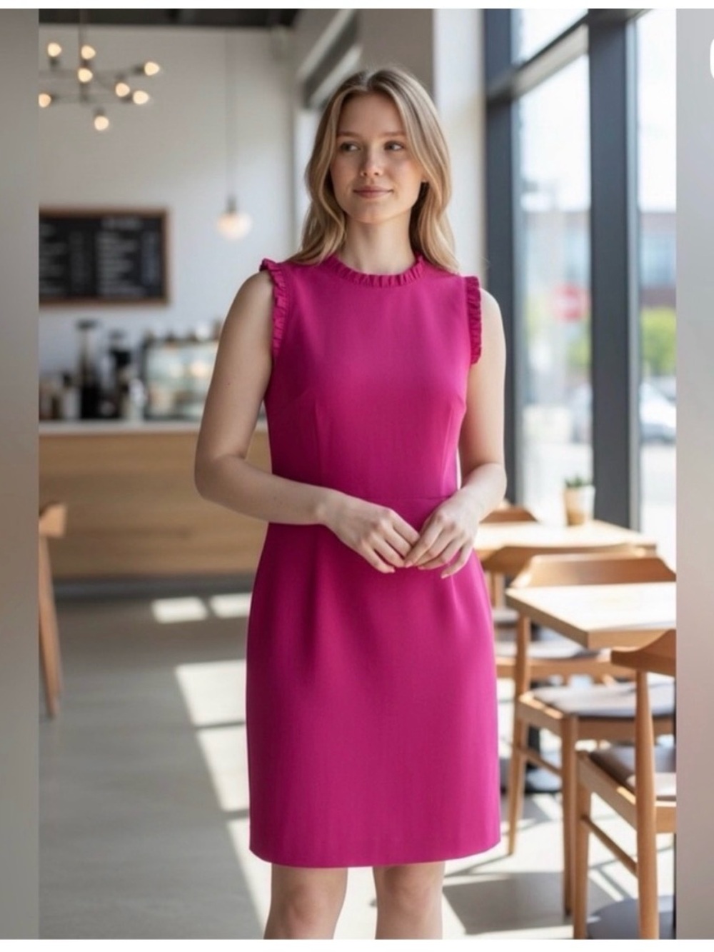 Jcrew Ruffleneck Suiting Dress Fuchsia Size 6